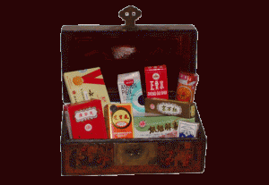 Box containing different Chinese Herbal Medicines